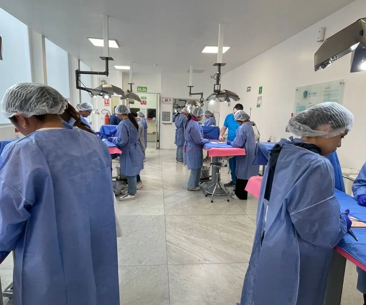 Estudiantes realizando prácticas clínicas en Saint Luke Escuela de Medicina en México