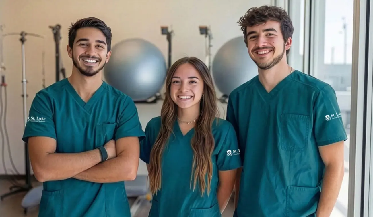 Estudiantes de la Licenciatura en Fisioterapia en Saint Luke CDMX